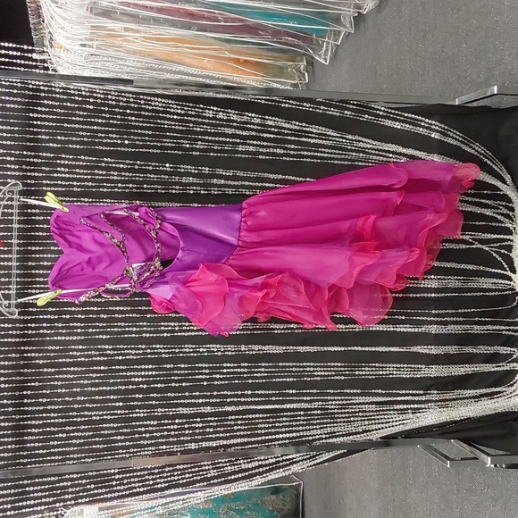 Xcite Ruffle Strapless Prom Dress 30161 Violet - Picture 3 of 5